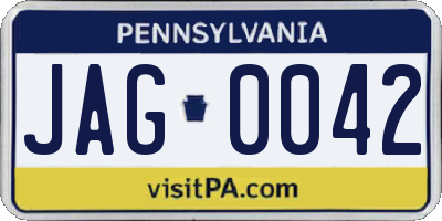 PA license plate JAG0042