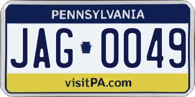 PA license plate JAG0049