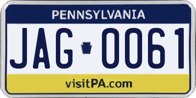 PA license plate JAG0061