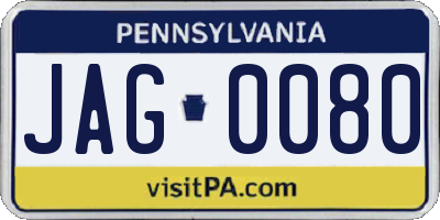 PA license plate JAG0080