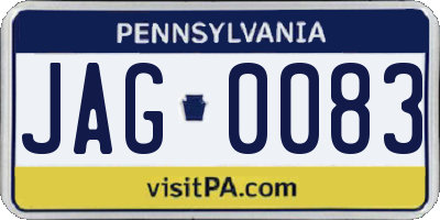 PA license plate JAG0083