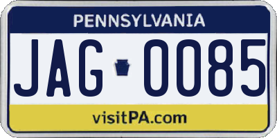PA license plate JAG0085
