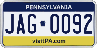 PA license plate JAG0092