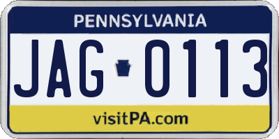 PA license plate JAG0113