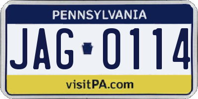 PA license plate JAG0114