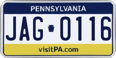 PA license plate JAG0116