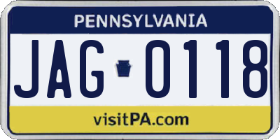 PA license plate JAG0118