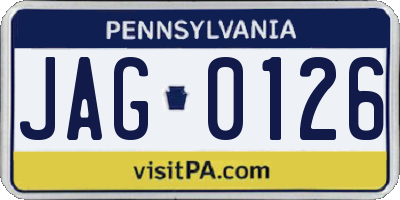 PA license plate JAG0126