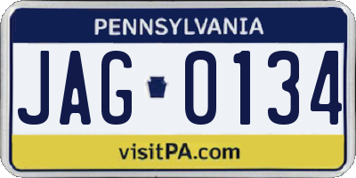 PA license plate JAG0134