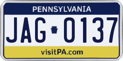 PA license plate JAG0137