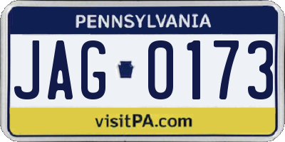 PA license plate JAG0173