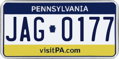 PA license plate JAG0177