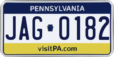 PA license plate JAG0182