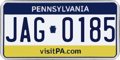 PA license plate JAG0185