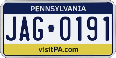 PA license plate JAG0191