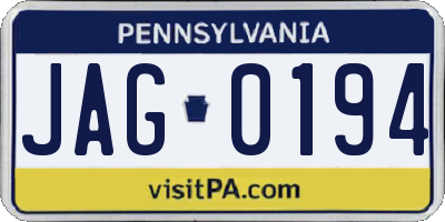 PA license plate JAG0194