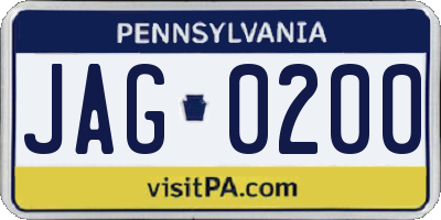 PA license plate JAG0200