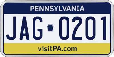 PA license plate JAG0201