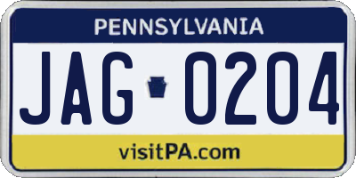 PA license plate JAG0204