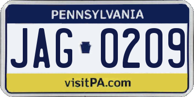 PA license plate JAG0209