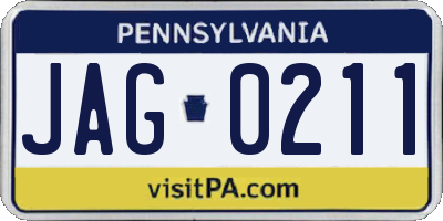 PA license plate JAG0211