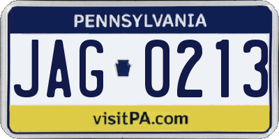 PA license plate JAG0213