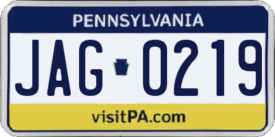 PA license plate JAG0219