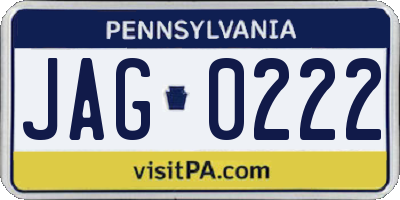 PA license plate JAG0222