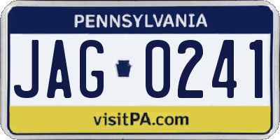 PA license plate JAG0241