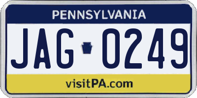 PA license plate JAG0249