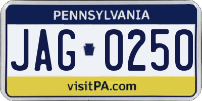 PA license plate JAG0250