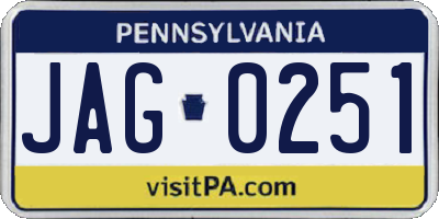 PA license plate JAG0251