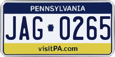 PA license plate JAG0265