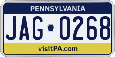 PA license plate JAG0268