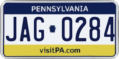 PA license plate JAG0284