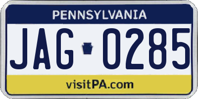 PA license plate JAG0285