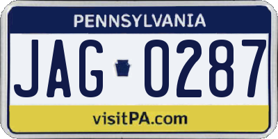 PA license plate JAG0287
