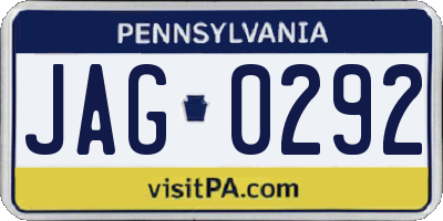 PA license plate JAG0292