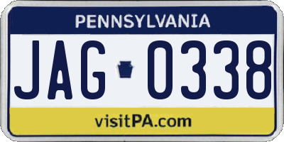 PA license plate JAG0338