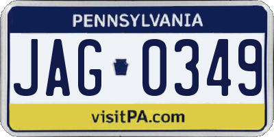PA license plate JAG0349