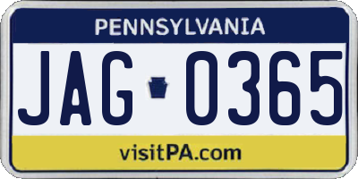 PA license plate JAG0365