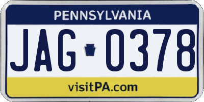 PA license plate JAG0378