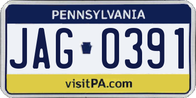 PA license plate JAG0391