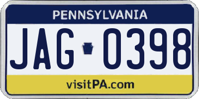 PA license plate JAG0398