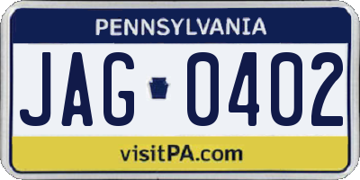 PA license plate JAG0402