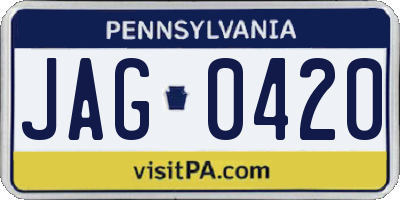PA license plate JAG0420