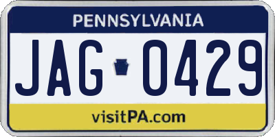 PA license plate JAG0429