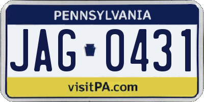 PA license plate JAG0431