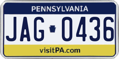 PA license plate JAG0436