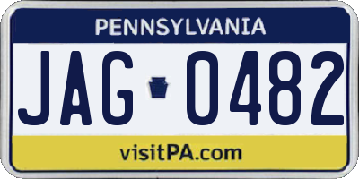 PA license plate JAG0482